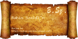 Bahis Szolón névjegykártya